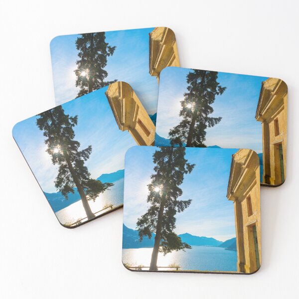 Item preview, Church with Cypress Tree and Lake Lugano with Mountain and Blue Sky designed and sold by Mats Silvan.