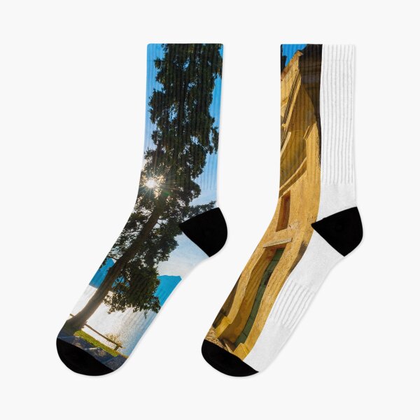 Item preview, Church with Cypress Tree and Lake Lugano with Mountain and Blue Sky designed and sold by Mats Silvan.