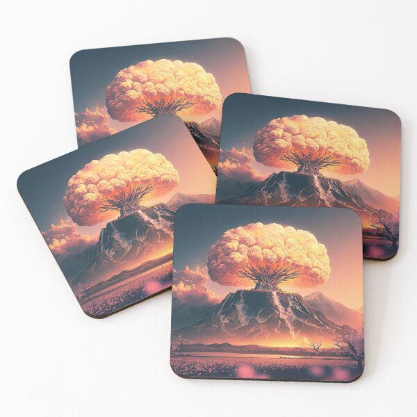 Item preview,  Landscape of the atomic bomb detonated in Fuji moutain view, imagined art, fantasy art, wall art 12 designed and sold by jetaiart.