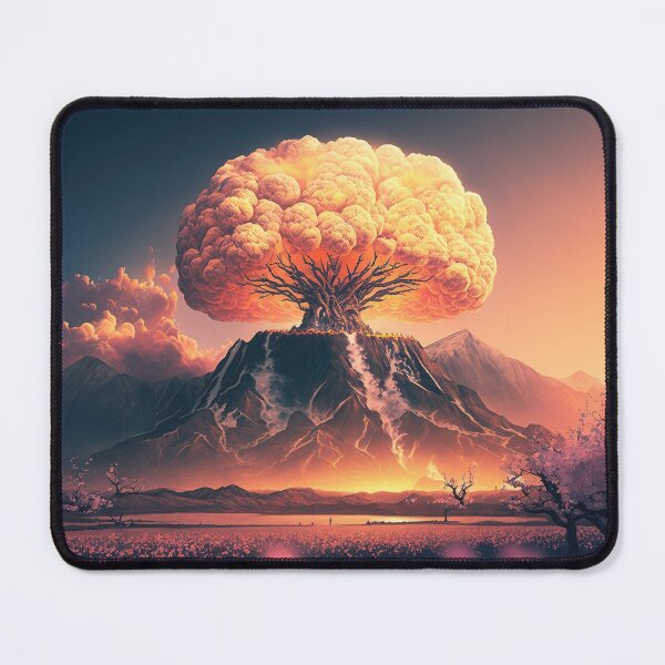 Item preview, Landscape of the atomic bomb detonated in Fuji moutain view, imagined art, fantasy art, wall art 12 designed and sold by jetaiart.