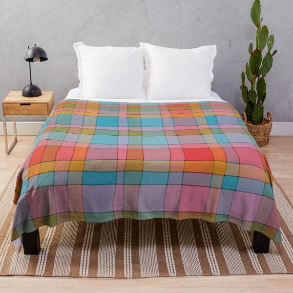 Item preview, Funky Madras Plaid Pattern Red Blue Pink Green Ochre designed and sold by kierkegaard.