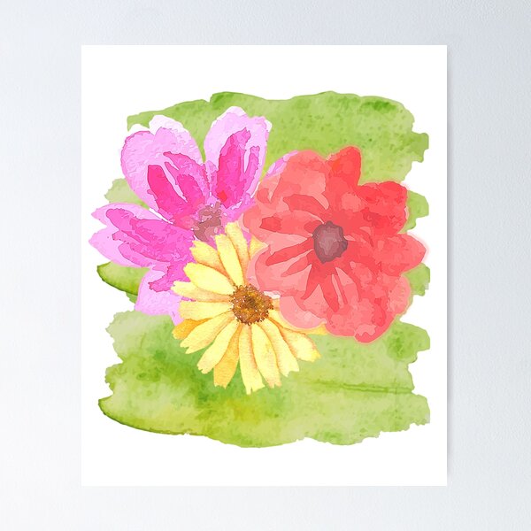 Artikelvorschau, Aquarell-Blumen-Trio entworfen und verkauft von Creative Zense™.