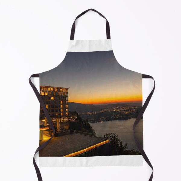 Item preview, Hotel Five Stars Bürgenstock over Lake Lucerne and Mountain in Dusk designed and sold by Mats Silvan.