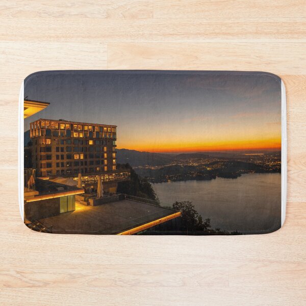 Item preview, Hotel Five Stars Bürgenstock over Lake Lucerne and Mountain in Dusk designed and sold by Mats Silvan.
