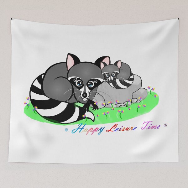 Item preview, Happy Leisure time - Cute raccoons  designed and sold by Shirley cute art .
