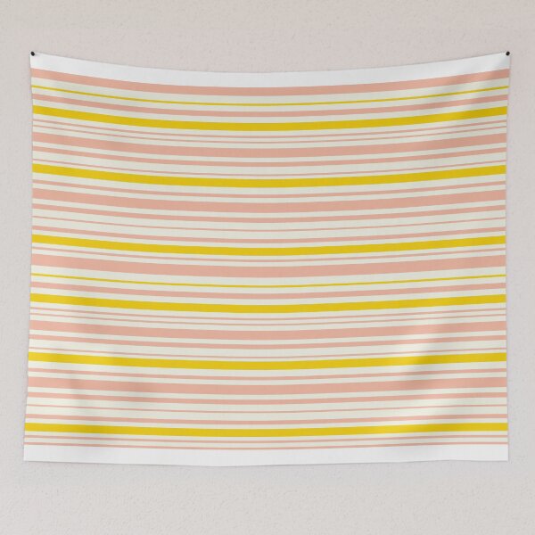 Item preview, Yellow Peach Pink White Stripes Bright Cheerful  designed and sold by KavimaCreatives.