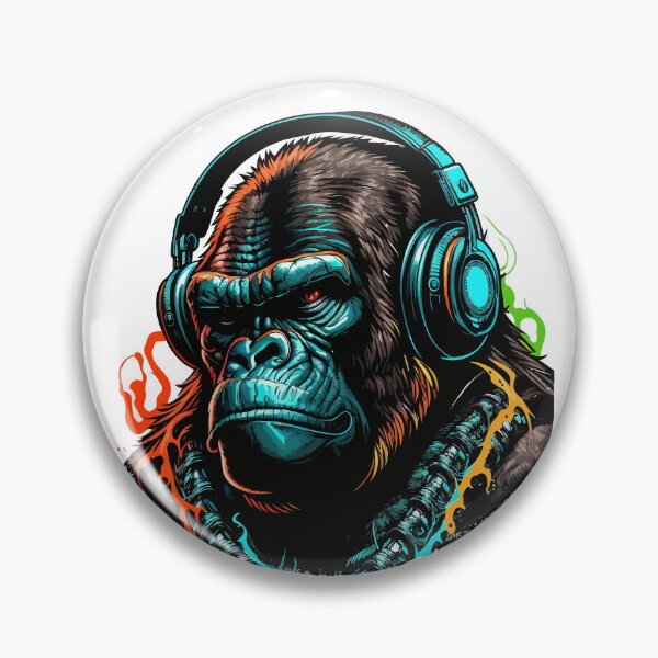 Item preview, Colorful Gorilla with Headphones Vector Illustration designed and sold by EvanJohnCrafts.
