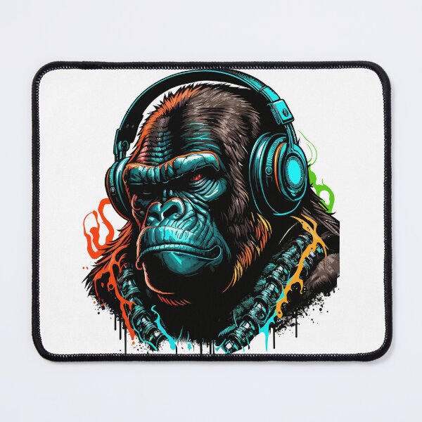 Item preview, Colorful Gorilla with Headphones Vector Illustration designed and sold by EvanJohnCrafts.