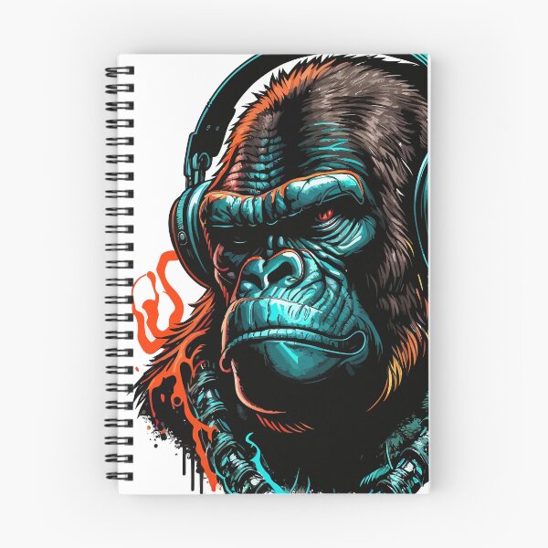 Item preview, Colorful Gorilla with Headphones Vector Illustration designed and sold by EvanJohnCrafts.