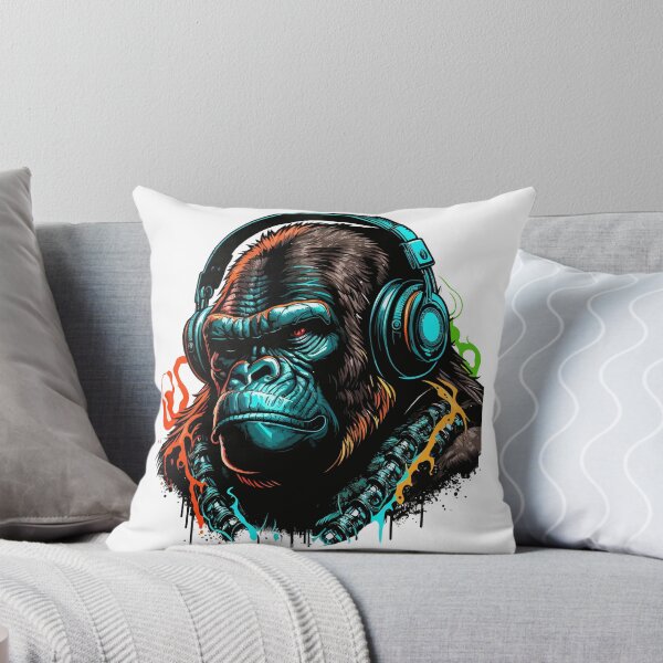 Item preview, Colorful Gorilla with Headphones Vector Illustration designed and sold by EvanJohnCrafts.