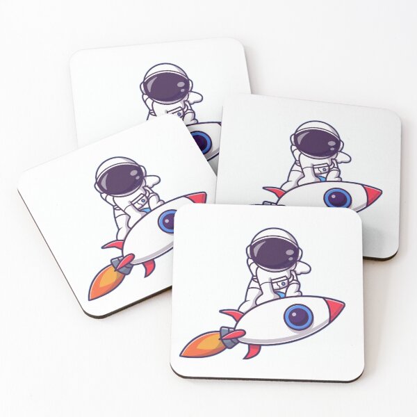Item preview, Lindo astronauta aterrizando en la ilustración del icono de dibujos animados de cohetes designed and sold by Domrachid.