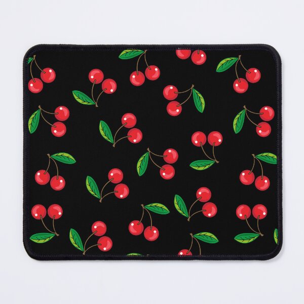 Item preview, Red Cherries on Black Rockabilly Pattern designed and sold by HotHibiscus.