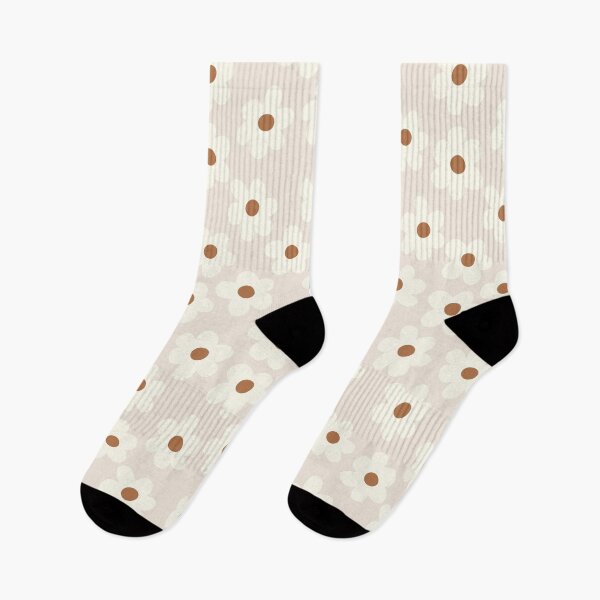 Item preview, groovy retro y2k 2000s big flower power 1960s 60s 70s danish aesthetics coconut girl ditsy daisies neutral beige terracotta designed and sold by blomastudios.