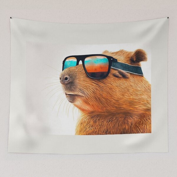 Item preview, Rad capybara with sunglasses designed and sold by NxtGenArt.