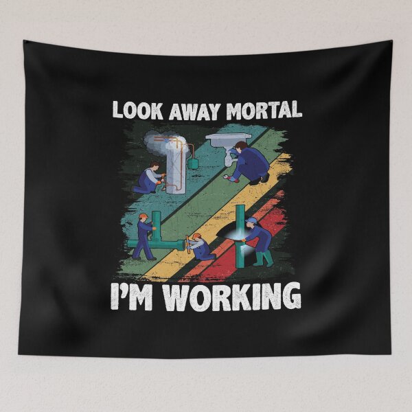 Item preview, Look Away Mortal I'M Working Funny Plumber designed and sold by Trendy Valley .