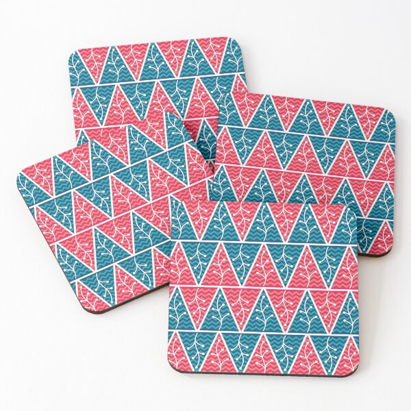 Item preview, Triangle Pink and Blue chevron Pattern with white Floral  designed and sold by Agni Designs.
