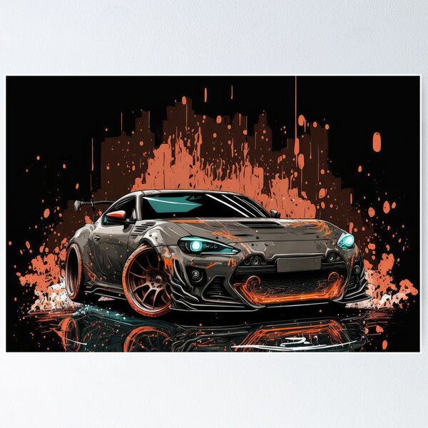 Modified Japanese Sports Car Bold Cool Drifter Car Art