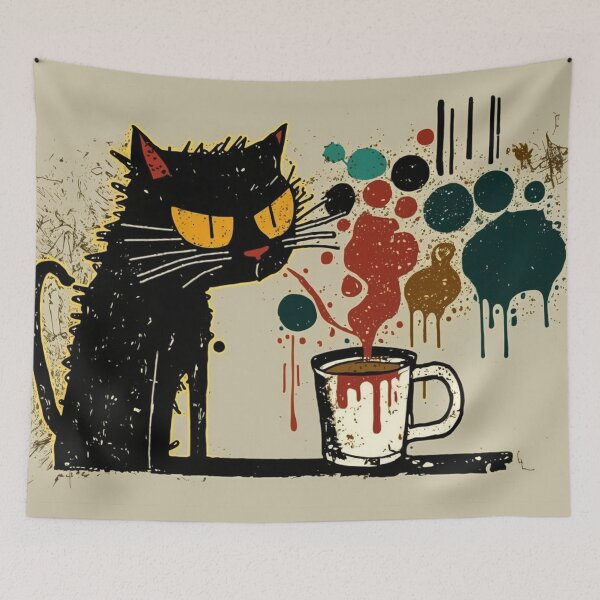 Item preview, Cat watches over his morning coffee designed and sold by NxtGenArt.
