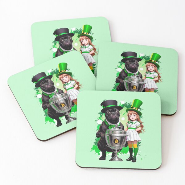 Item preview, Luck of the Irish - Frenchie and Girl Celebrating St. Patrick's Day with a Giant Gold Trophy designed and sold by Pawsitive Palette.