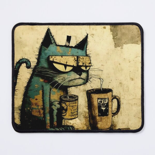 Item preview, Cat with morning coffee designed and sold by NxtGenArt.