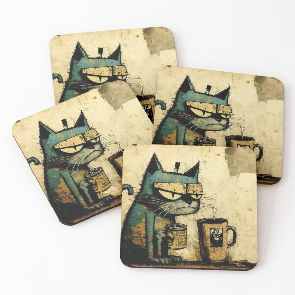 Item preview, Cat with morning coffee designed and sold by NxtGenArt.