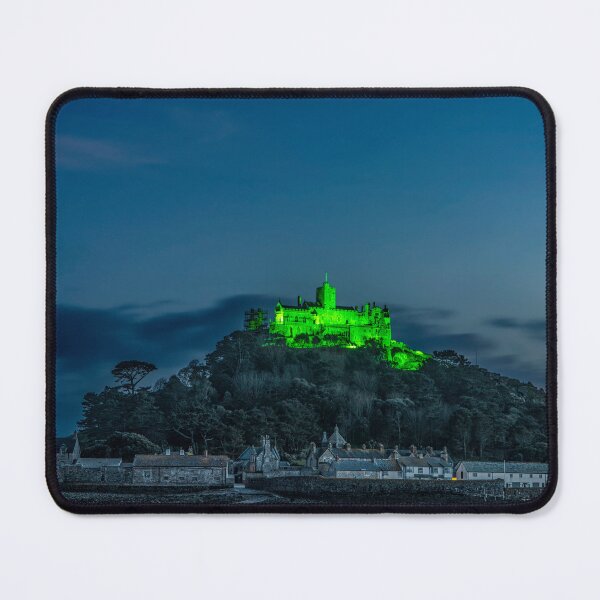 Item preview, St Michael’s Mount Cornwall  lit  green for St Patrick’s Day  designed and sold by kathleenjean.