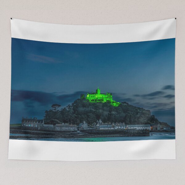 Item preview, St Michael’s Mount Cornwall  lit  green for St Patrick’s Day  designed and sold by kathleenjean.