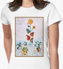 SCHMETTERLING: Vintage Abstract Dali Malerei drucken Tailliertes T-Shirt für Frauen