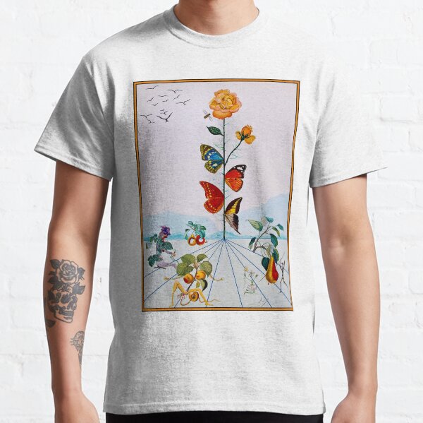 MARIPOSA ROSA: Impresión de pintura Dali abstracta vintage Camiseta clásica