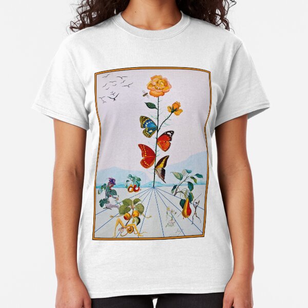 BUTTERFLY ROSE : Vintage Abstract Dali Painting Print Classic T-Shirt