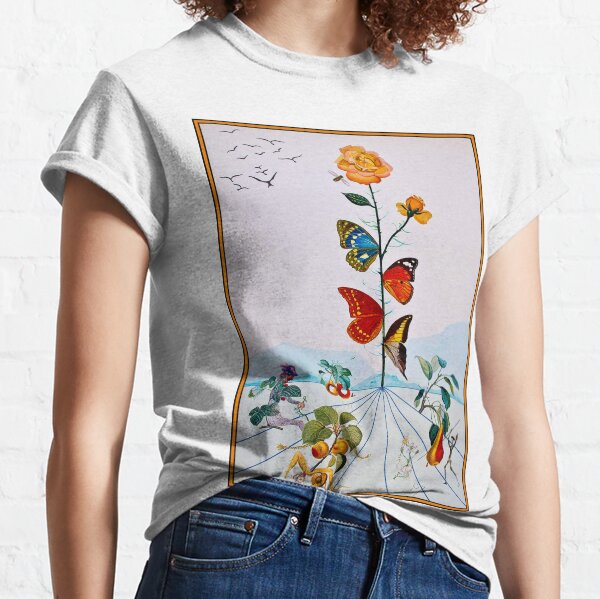 BUTTERFLY ROSE : Vintage Abstract Dali Painting Print Classic T-Shirt