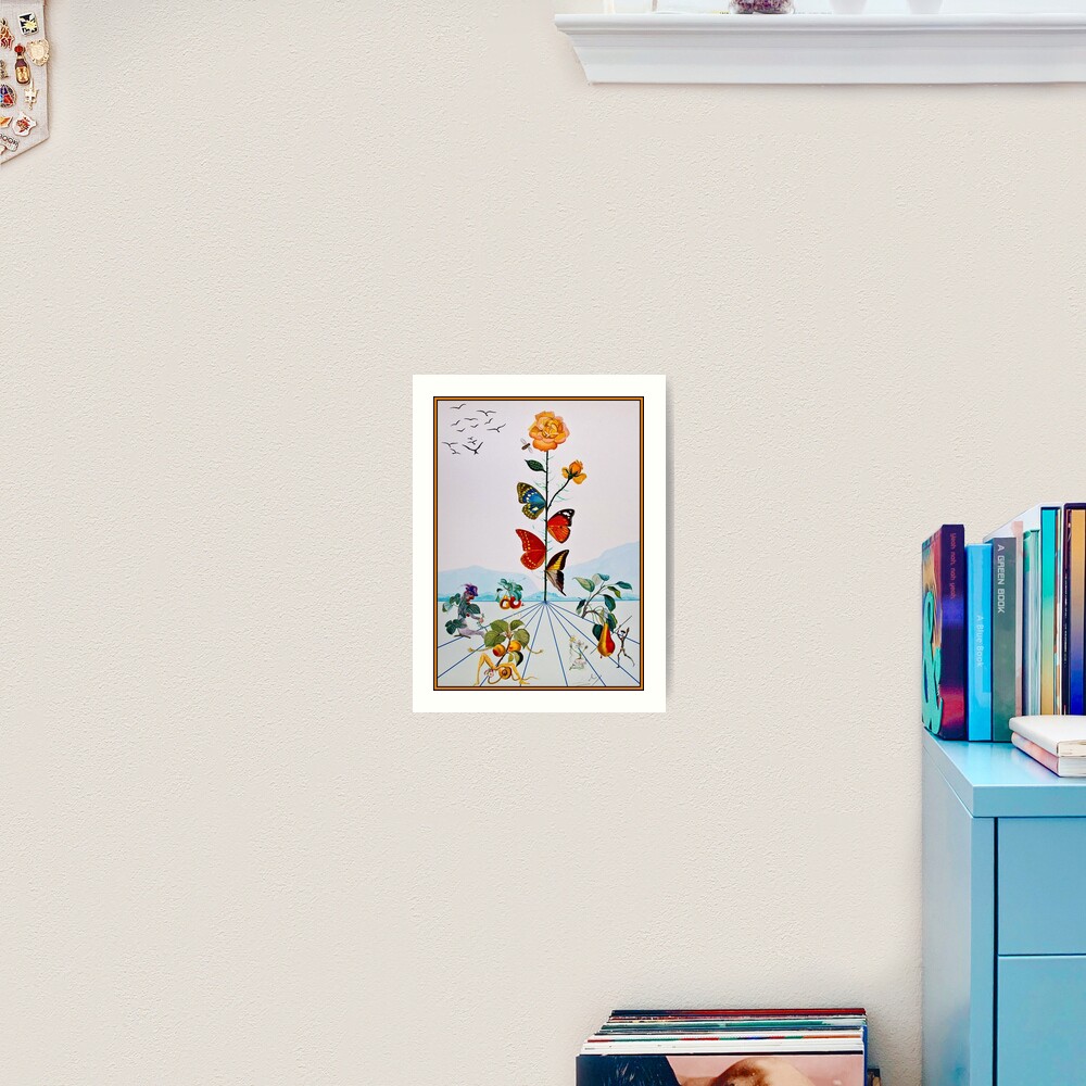 BUTTERFLY ROSE : Vintage Abstract Dali Painting Print Art Print