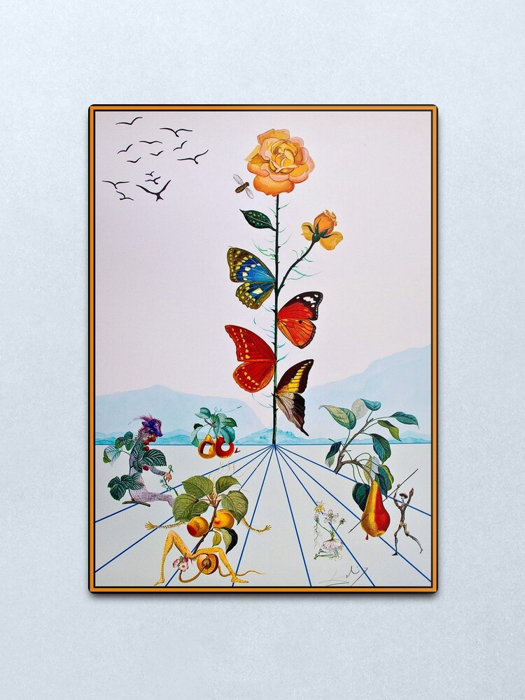 Alternate view of BUTTERFLY ROSE : Vintage Abstract Dali Painting Print Metal Print