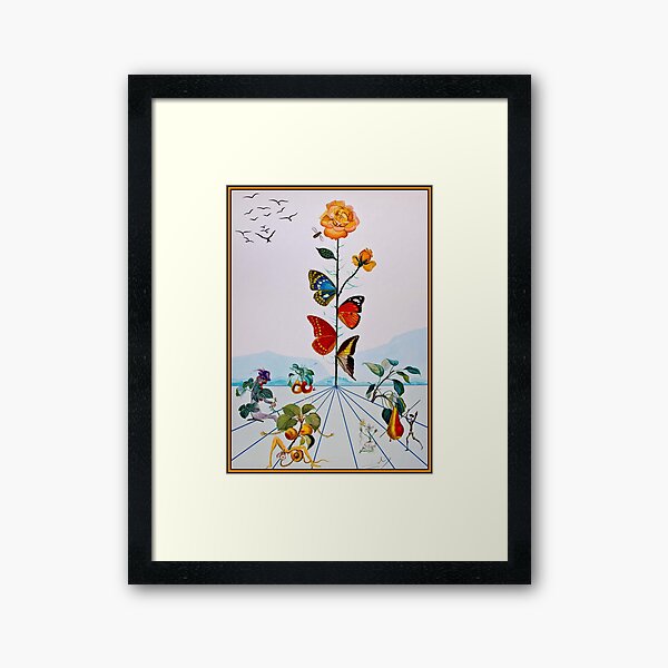 BUTTERFLY ROSE : Vintage Abstract Dali Painting Print Framed Art Print
