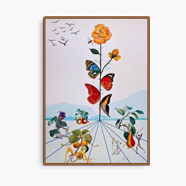 BUTTERFLY ROSE : Vintage Abstract Dali Painting Print Canvas Print
