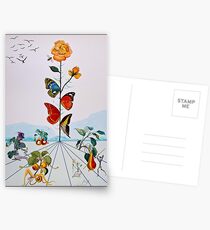 Postales BUTTERFLY ROSE: Pintura de Dalí abstracta de la vendimia