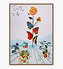 BUTTERFLY ROSE : Vintage Abstract Dali Painting Print Photographic Print