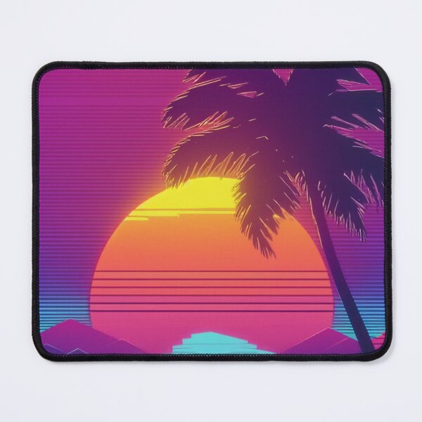 Vista previa del artículo con la obra «80s Retro Synthwave Sun and Palms», diseñado y vendido por RESToRAPTOR.