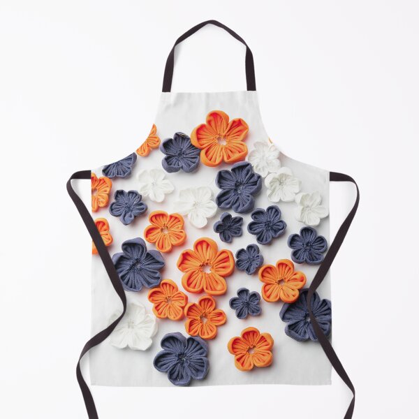 Item preview, Spring handmade sewn fabric flowers orange blue white designed and sold by homemadecreate.