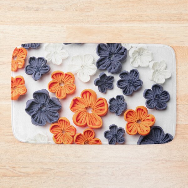 Item preview, Spring handmade sewn fabric flowers orange blue white designed and sold by homemadecreate.