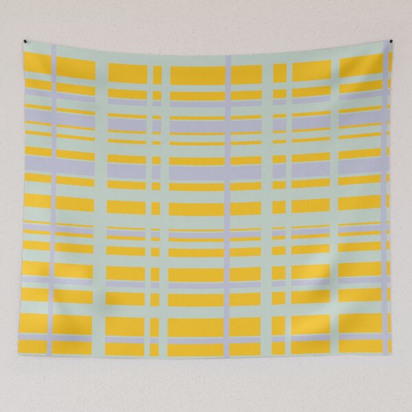 Item preview, Yellow SageGreen GreyBlue Stripes Scandinavian Winter  designed and sold by KavimaCreatives.