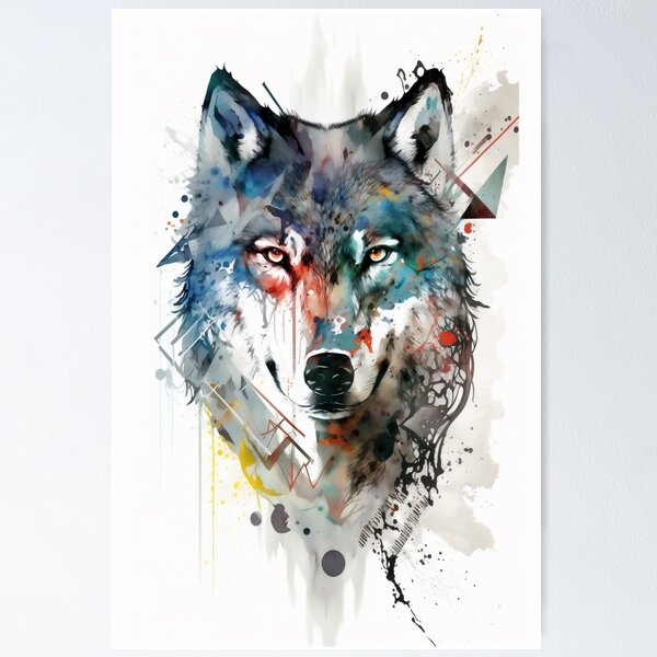 Item preview, Geometric Wolf Portrait designed and sold by sketchzen.