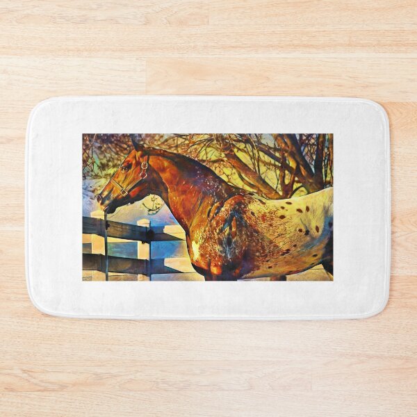 Item preview, Appaloosa horse sitting near a tree and fence – digital painting designed and sold by NickoPrints.