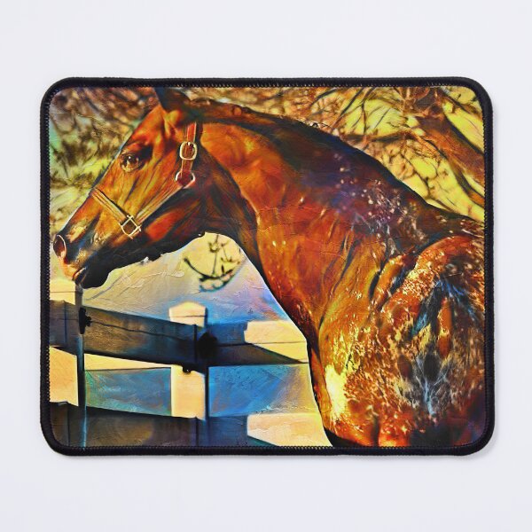 Item preview, Appaloosa horse sitting near a tree and fence – digital painting designed and sold by NickoPrints.