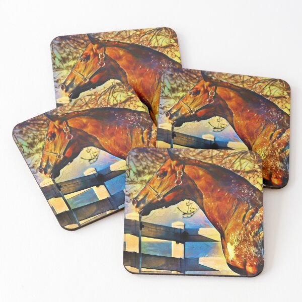 Item preview, Appaloosa horse sitting near a tree and fence – digital painting designed and sold by NickoPrints.