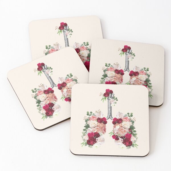 Item preview, Pink and red roses and flowers growing on the lungs, important to breathe, lungs cancer, respiratory therapist designed and sold by Collagedream.
