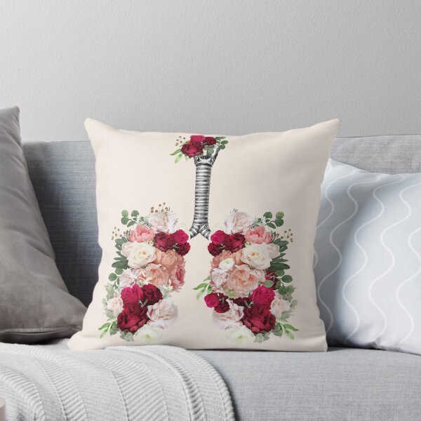 Item preview, Pink and red roses and flowers growing on the lungs, important to breathe, lungs cancer, respiratory therapist designed and sold by Collagedream.
