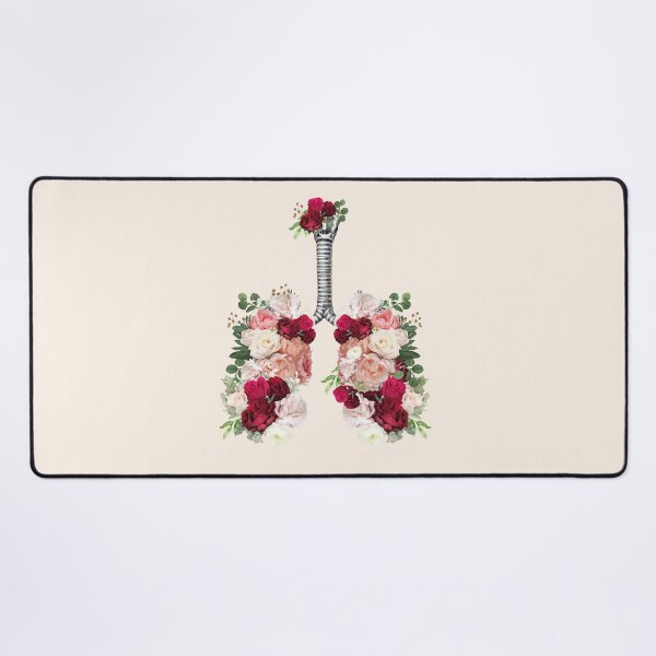 Item preview, Pink and red roses and flowers growing on the lungs, important to breathe, lungs cancer, respiratory therapist designed and sold by Collagedream.