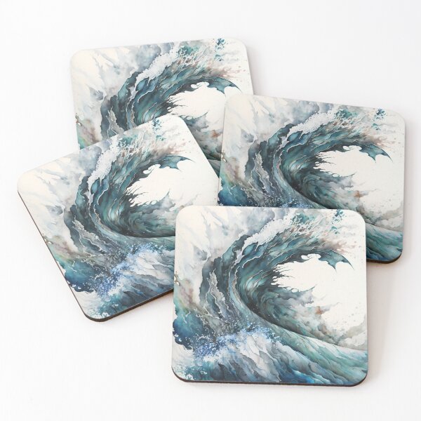Item preview, Rolling wave graphic print in colours of the ocean designed and sold by sketchzen.