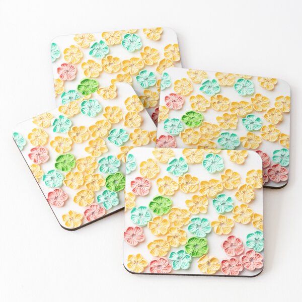 Item preview, Spring Handmade sewn fabric Flowers Yellow Red Blue Green designed and sold by homemadecreate.